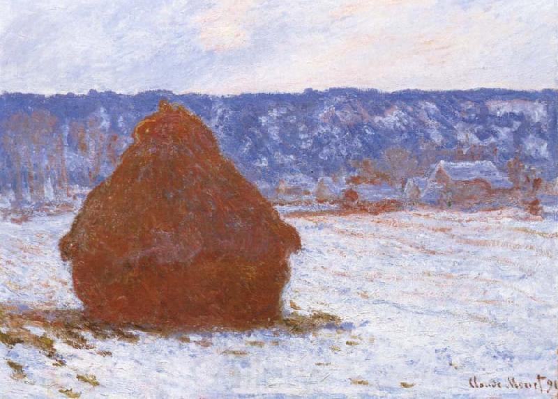 Claude Monet Grainstack in Overcast Weather,Snwo Effect Norge oil painting art